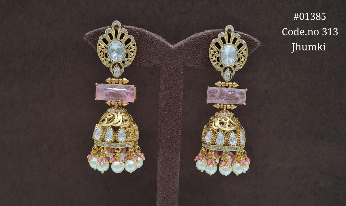 Kundan Jhumki 01385 - KRISHNA'S SWETA JEWELLERY