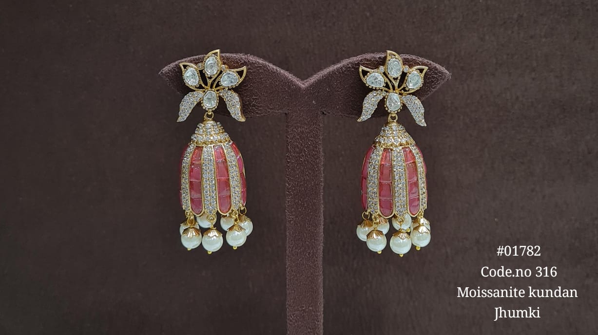 Kundan Jhumki 01782 - KRISHNA'S SWETA JEWELLERY