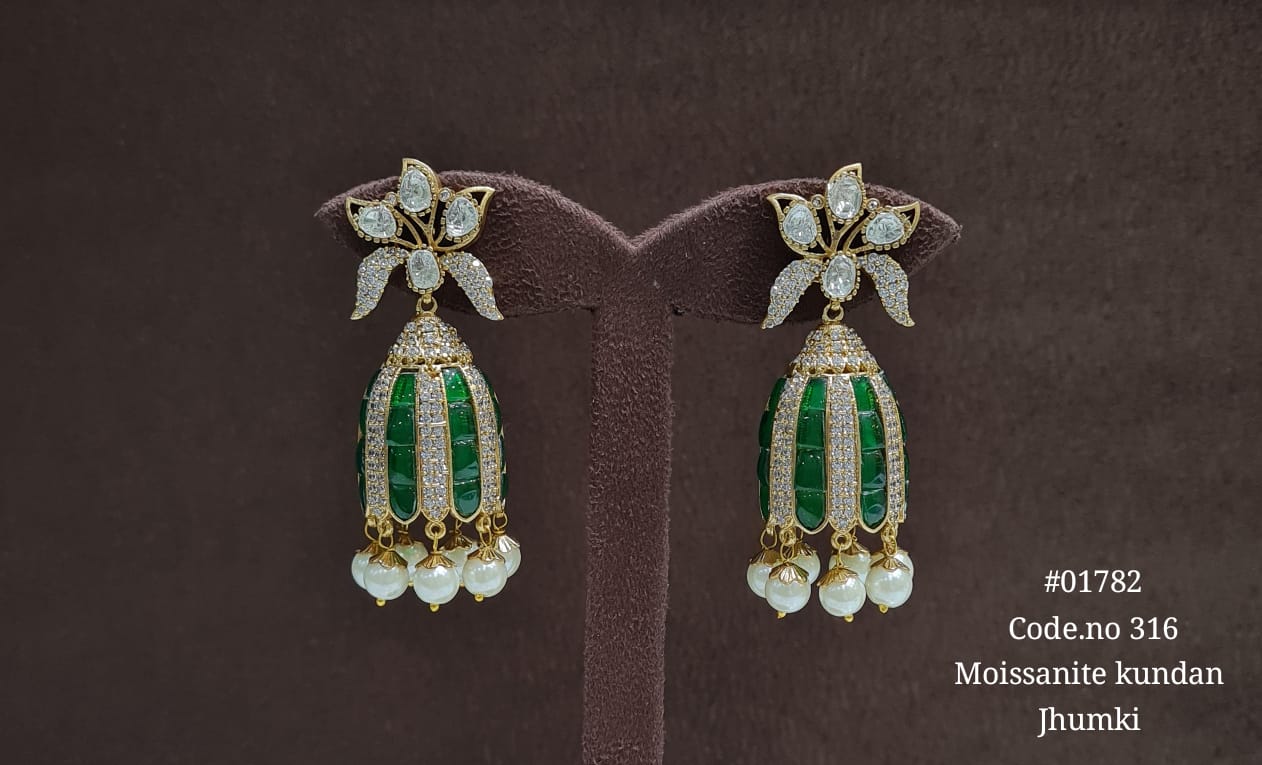 Kundan Jhumki 01782 - KRISHNA'S SWETA JEWELLERY