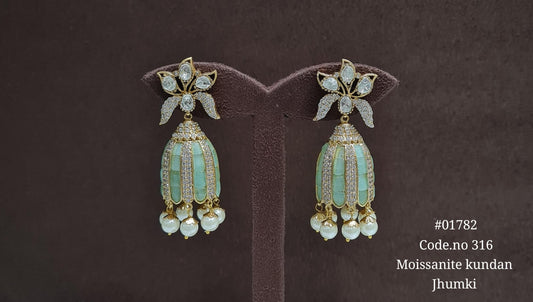 Kundan Jhumki 01782 - KRISHNA'S SWETA JEWELLERY