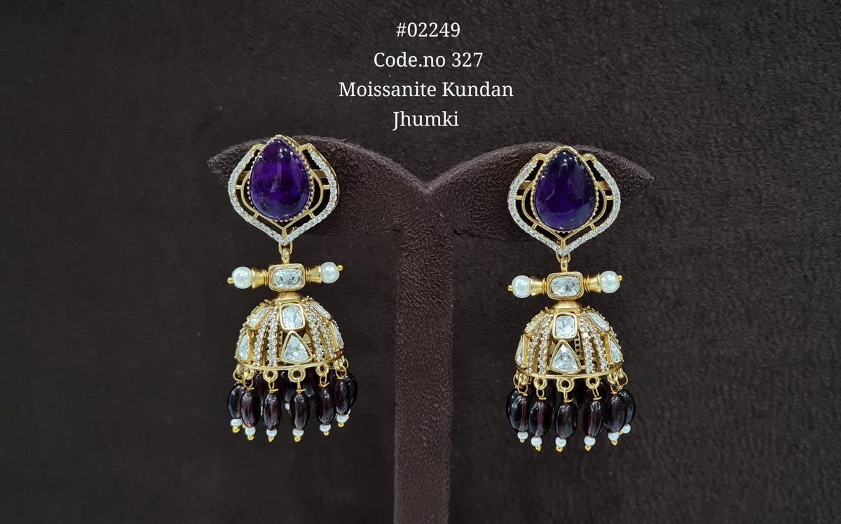 Kundan Jhumki 02249 - KRISHNA'S SWETA JEWELLERY