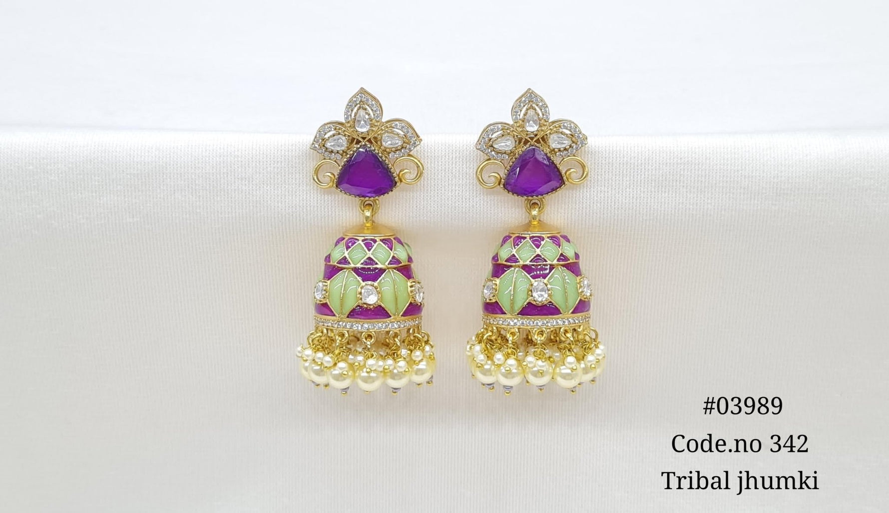 Kundan Jhumki 03989 - KRISHNA'S SWETA JEWELLERY