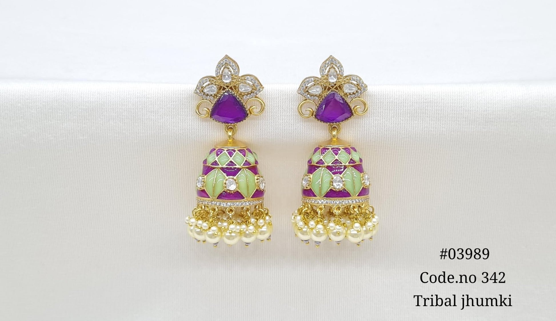 Kundan Jhumki 03989 - KRISHNA'S SWETA JEWELLERY