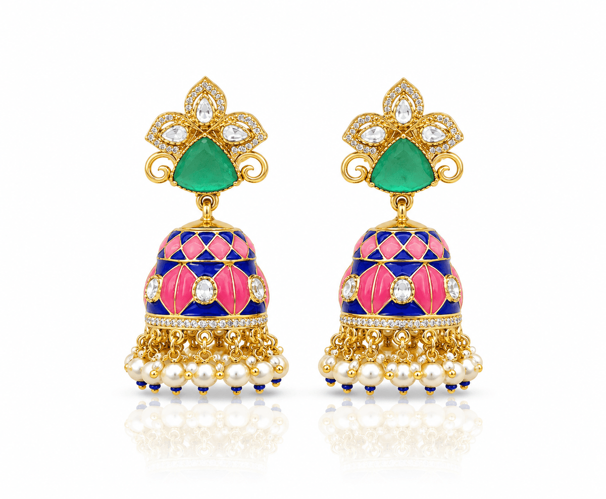 Kundan Jhumki 03989 - KRISHNA'S SWETA JEWELLERY