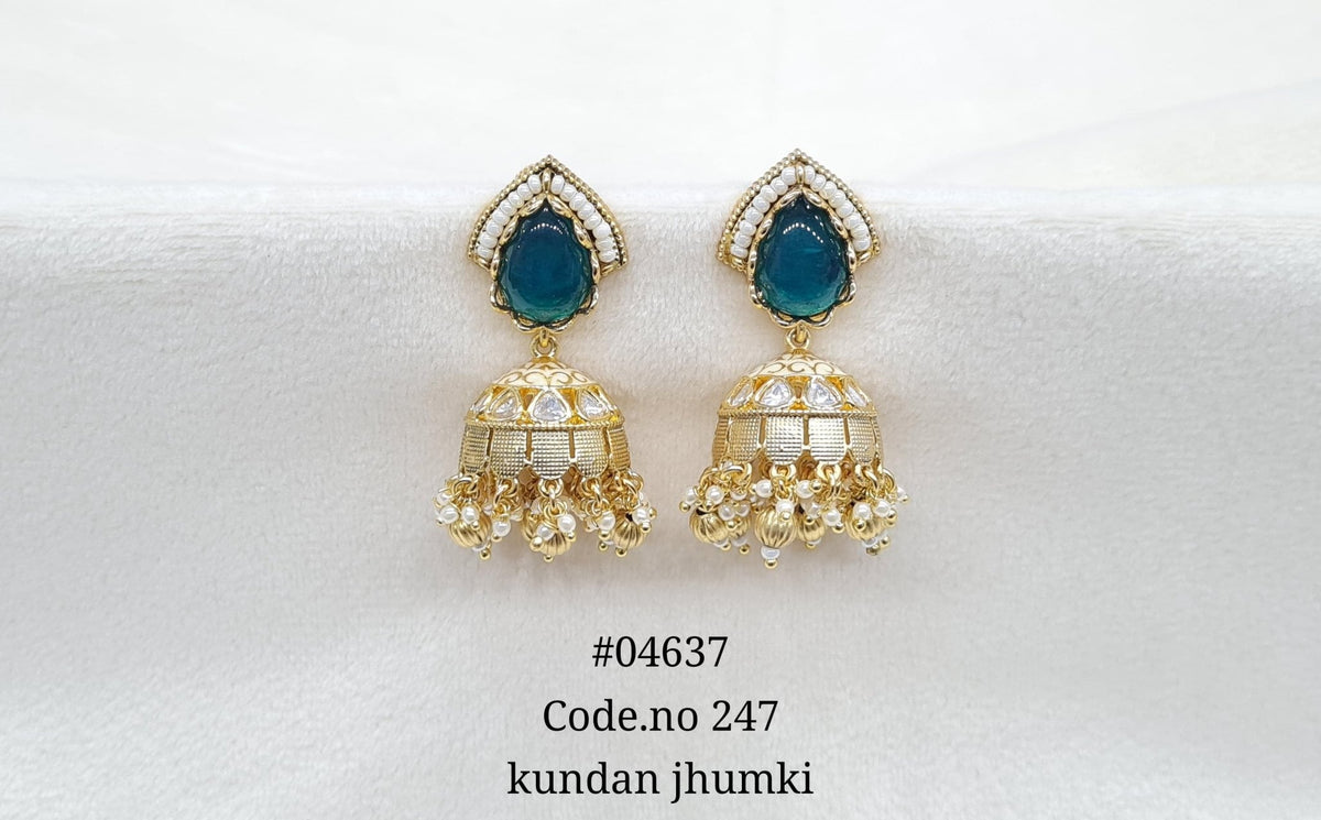 Kundan Jhumki 04637 - KRISHNA'S SWETA JEWELLERY