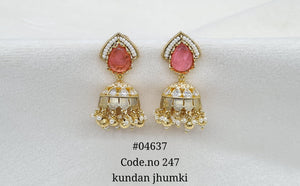 Kundan Jhumki 04637 - KRISHNA'S SWETA JEWELLERY