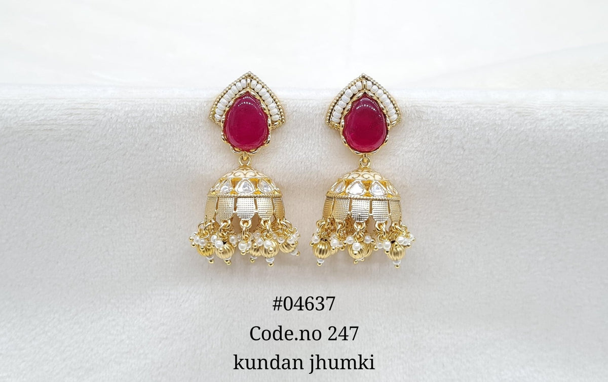 Kundan Jhumki 04637 - KRISHNA'S SWETA JEWELLERY