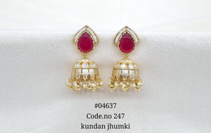 Kundan Jhumki 04637 - KRISHNA'S SWETA JEWELLERY