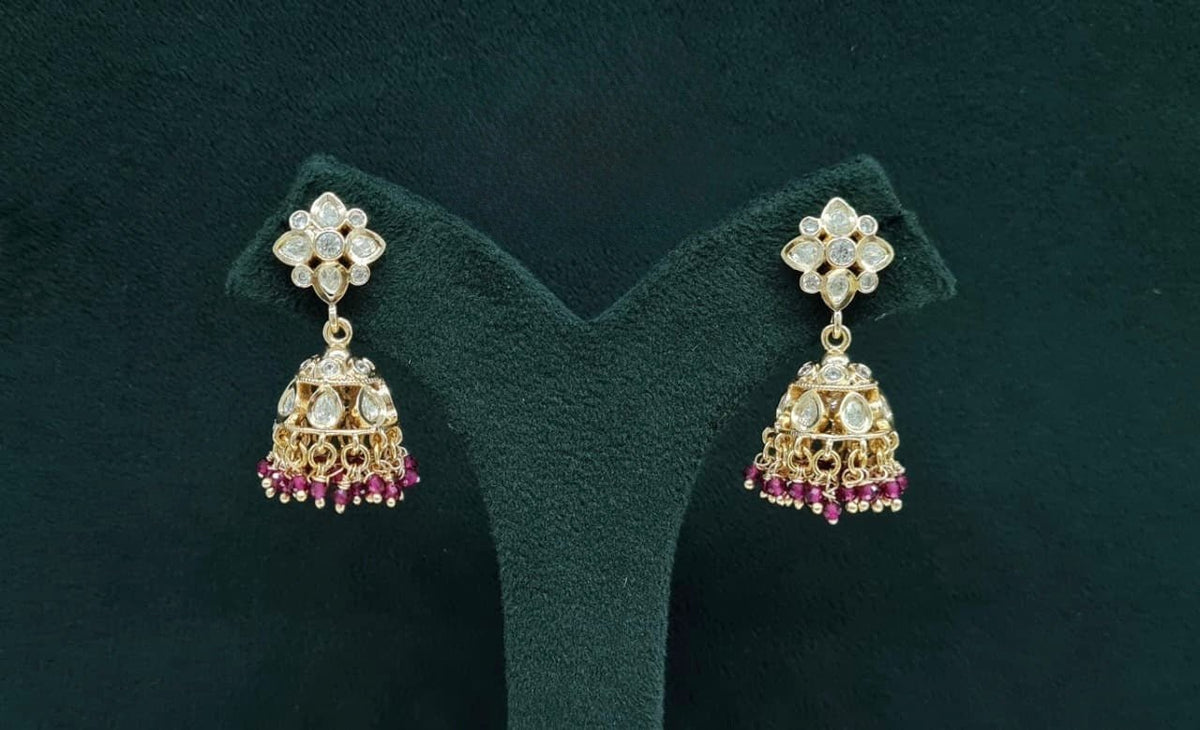 Kundan Jhumki 06300 - KRISHNA'S SWETA JEWELLERY