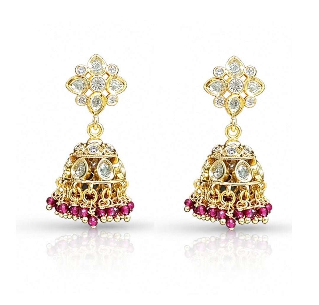 Kundan Jhumki 06300 - KRISHNA'S SWETA JEWELLERY