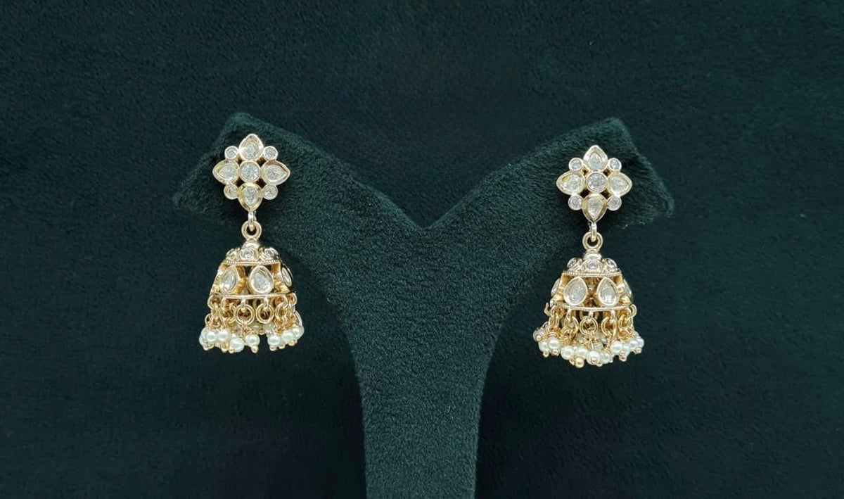 Kundan Jhumki 06300 - KRISHNA'S SWETA JEWELLERY