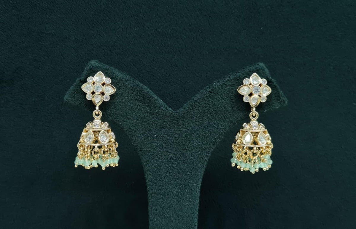 Kundan Jhumki 06300 - KRISHNA'S SWETA JEWELLERY