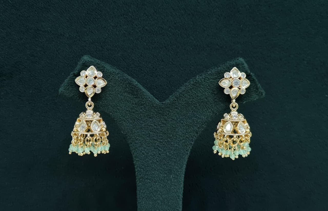 Kundan Jhumki 06300 - KRISHNA'S SWETA JEWELLERY