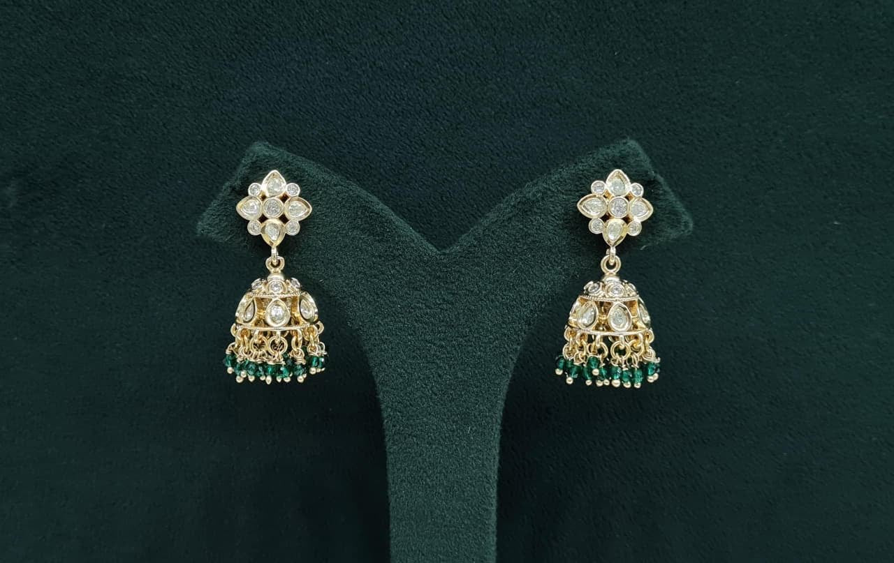 Kundan Jhumki 06300 - KRISHNA'S SWETA JEWELLERY