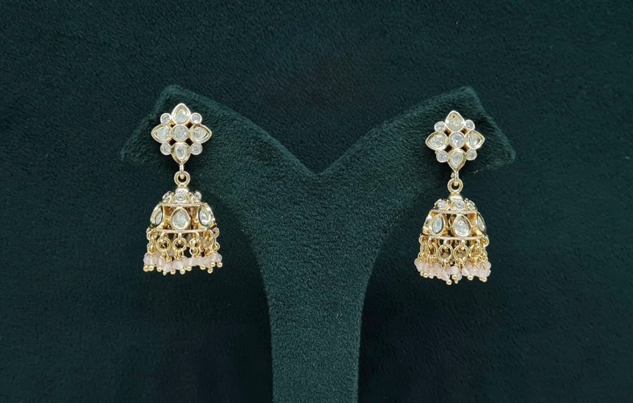 Kundan Jhumki 06300 - KRISHNA'S SWETA JEWELLERY