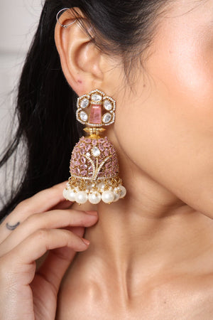 Kundan Jhumki 07349 - KRISHNA'S SWETA JEWELLERY