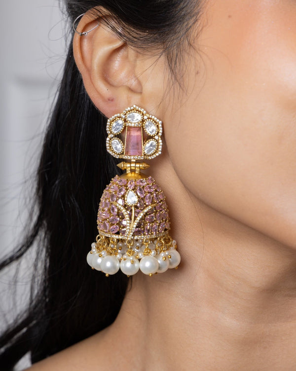 Kundan Jhumki 07349 - KRISHNA'S SWETA JEWELLERY