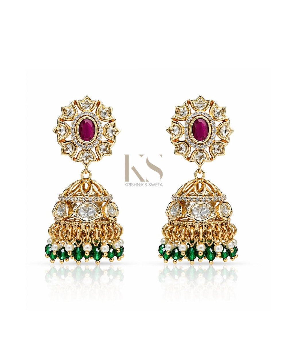Kundan Jhumki 09621 - KRISHNA'S SWETA JEWELLERY