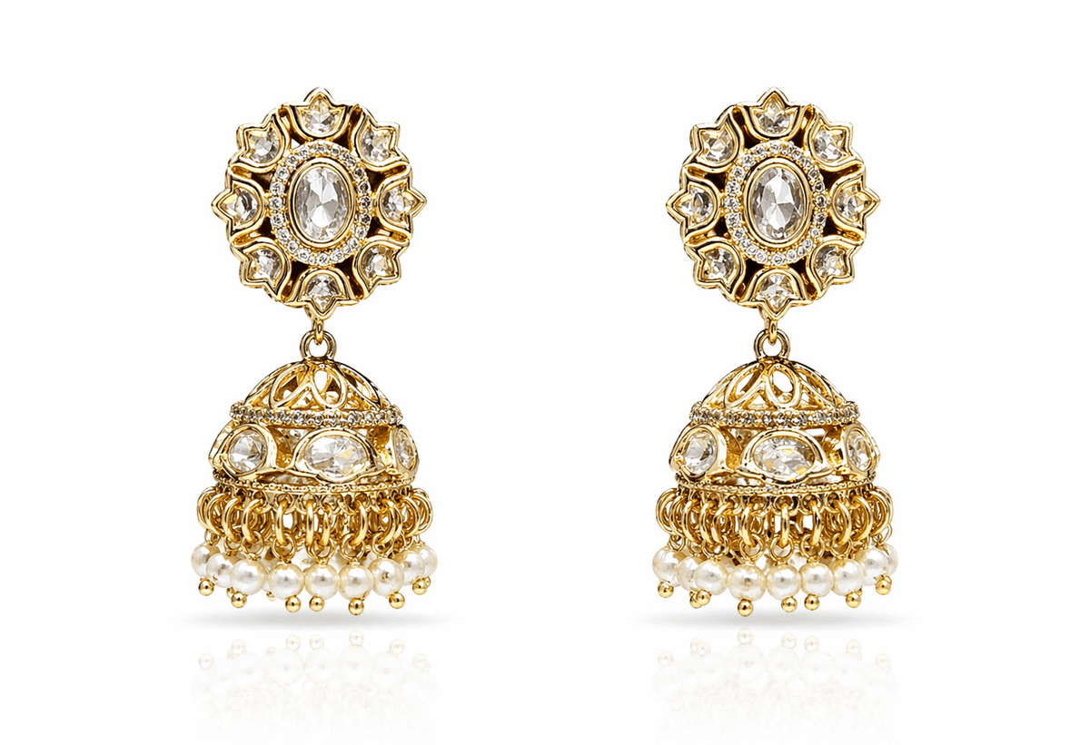 Kundan Jhumki 09621 - KRISHNA'S SWETA JEWELLERY