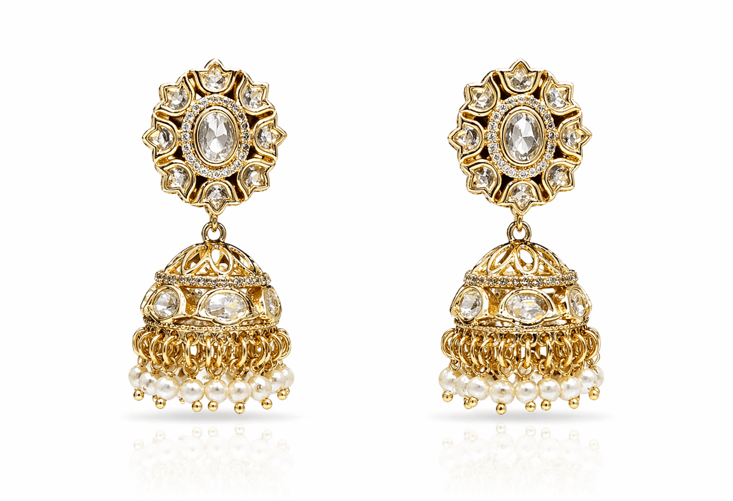 Kundan Jhumki 09621 - KRISHNA'S SWETA JEWELLERY