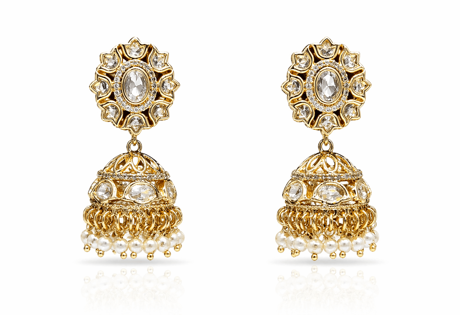 Kundan Jhumki 09621 - KRISHNA'S SWETA JEWELLERY