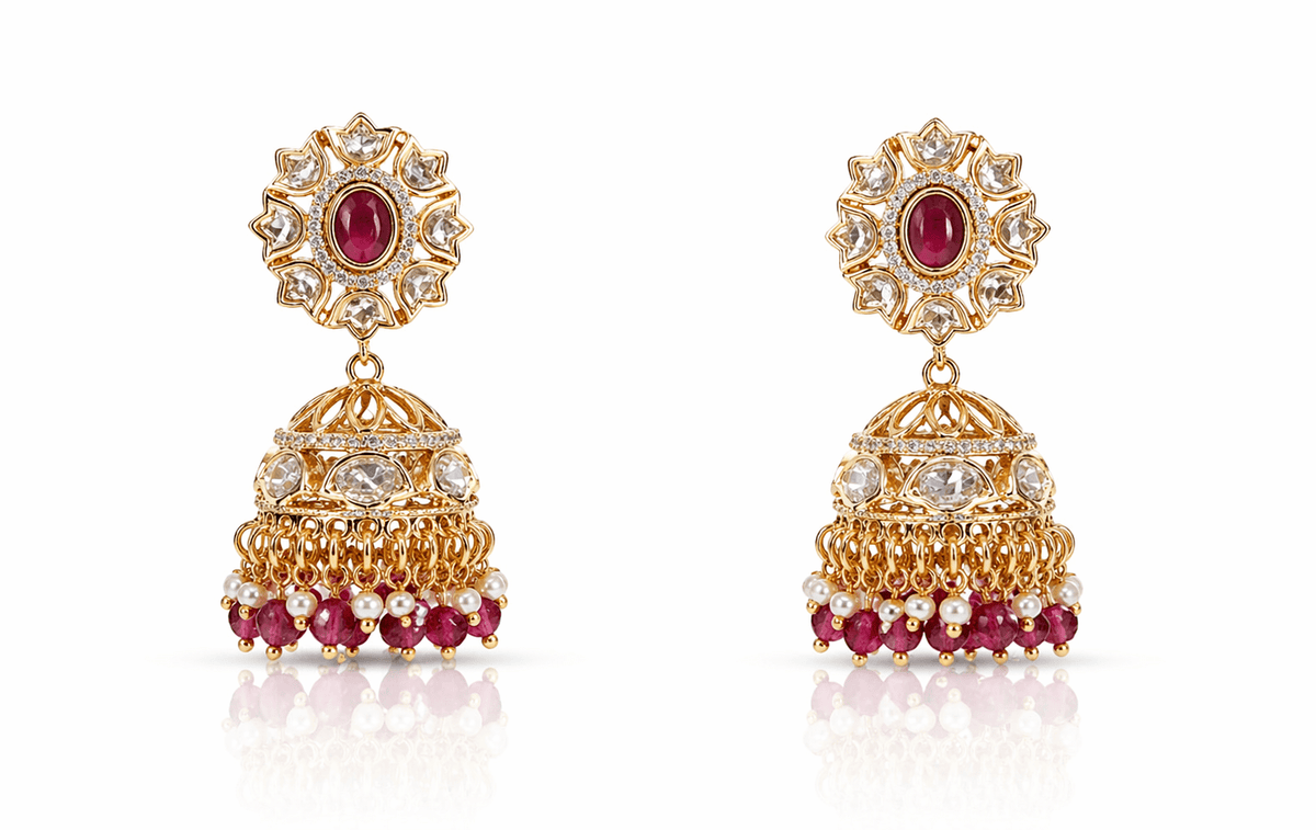 Kundan Jhumki 09621 - KRISHNA'S SWETA JEWELLERY