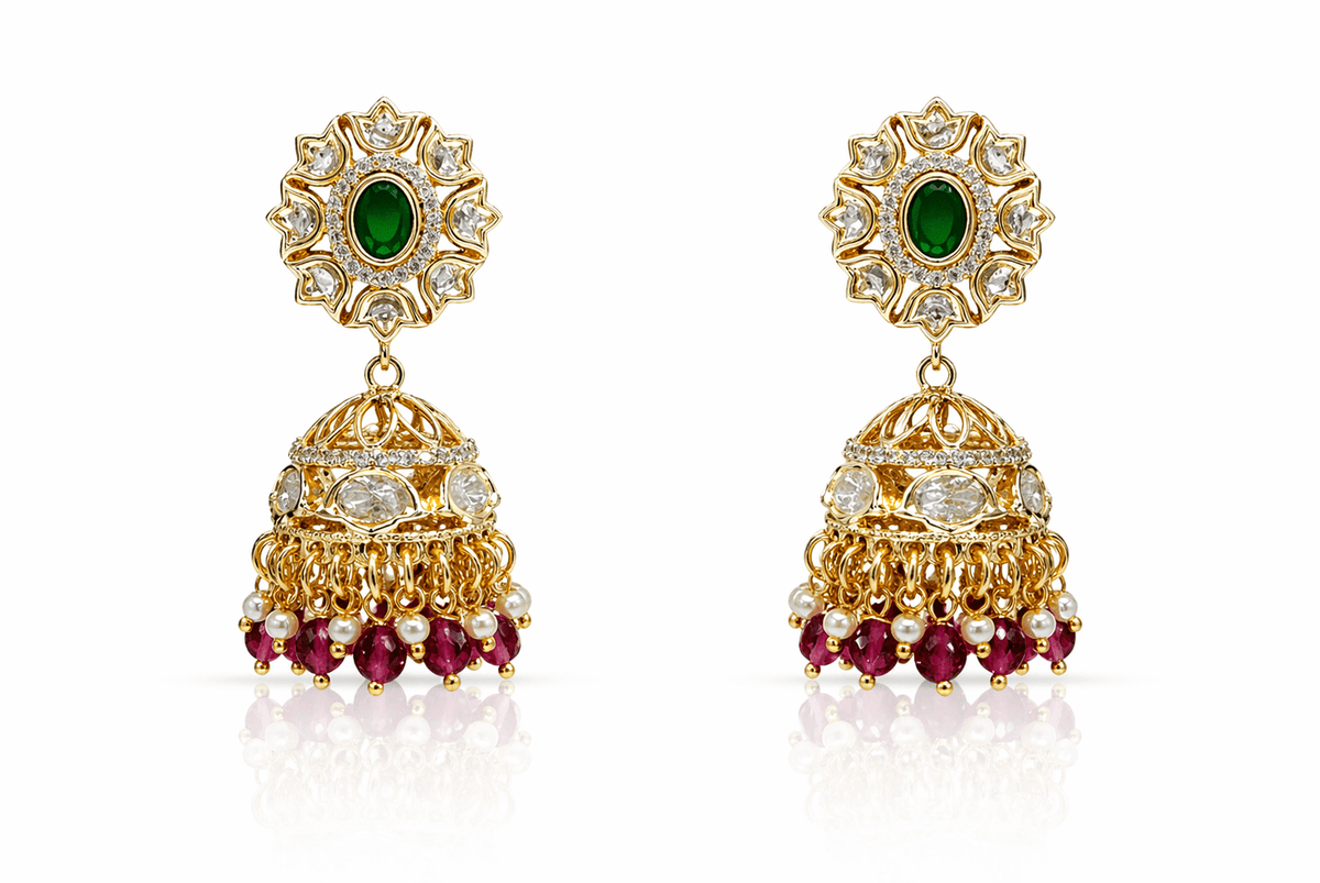Kundan Jhumki 09621 - KRISHNA'S SWETA JEWELLERY
