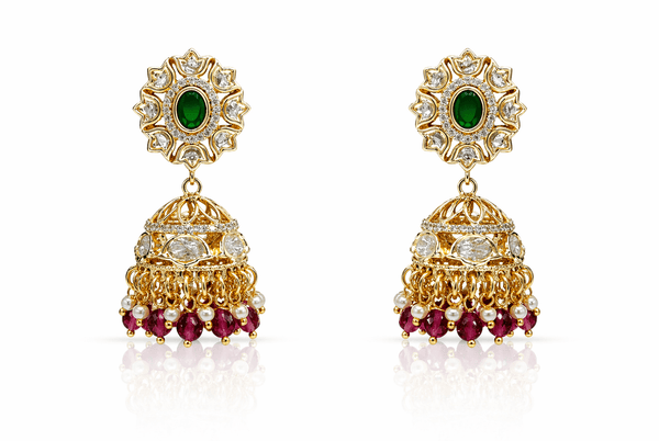 Kundan Jhumki 09621 - KRISHNA'S SWETA JEWELLERY