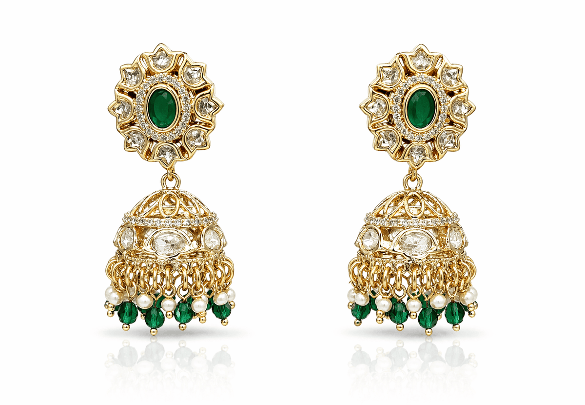 Kundan Jhumki 09621 - KRISHNA'S SWETA JEWELLERY