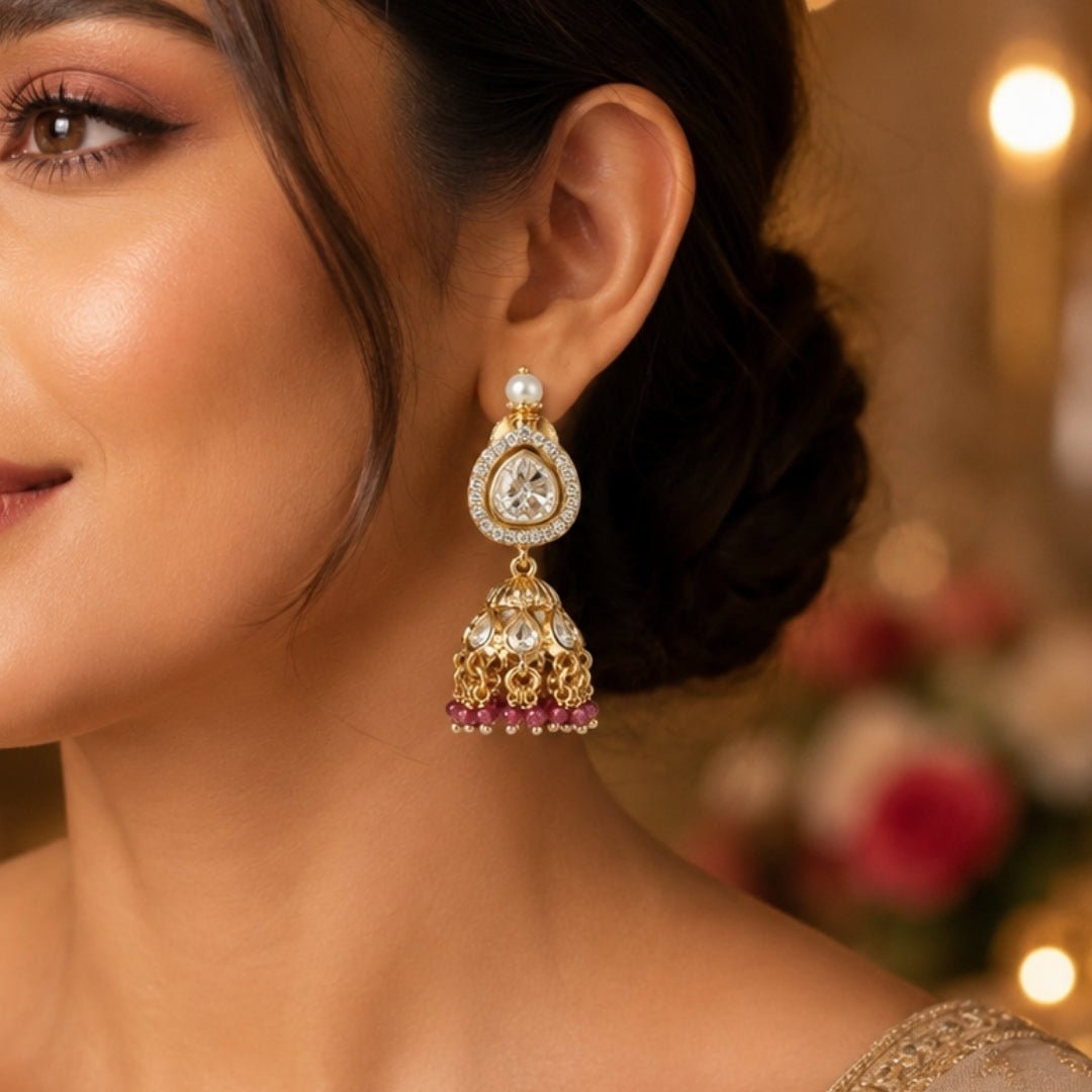 Kundan Jhumki - Krishna's Sweta Jewellery