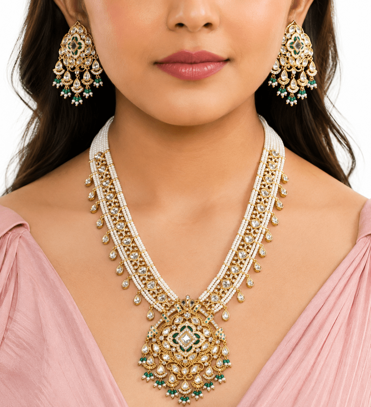 Kundan Long Set 00450 - KRISHNA'S SWETA JEWELLERY