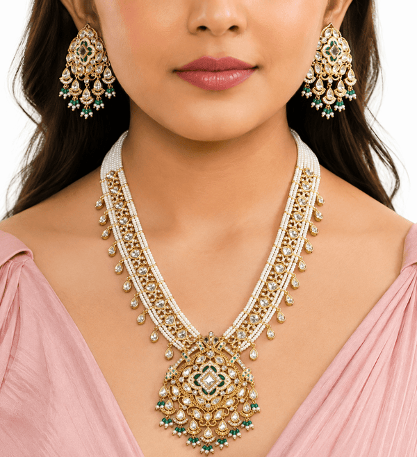Kundan Long Set 00450 - KRISHNA'S SWETA JEWELLERY