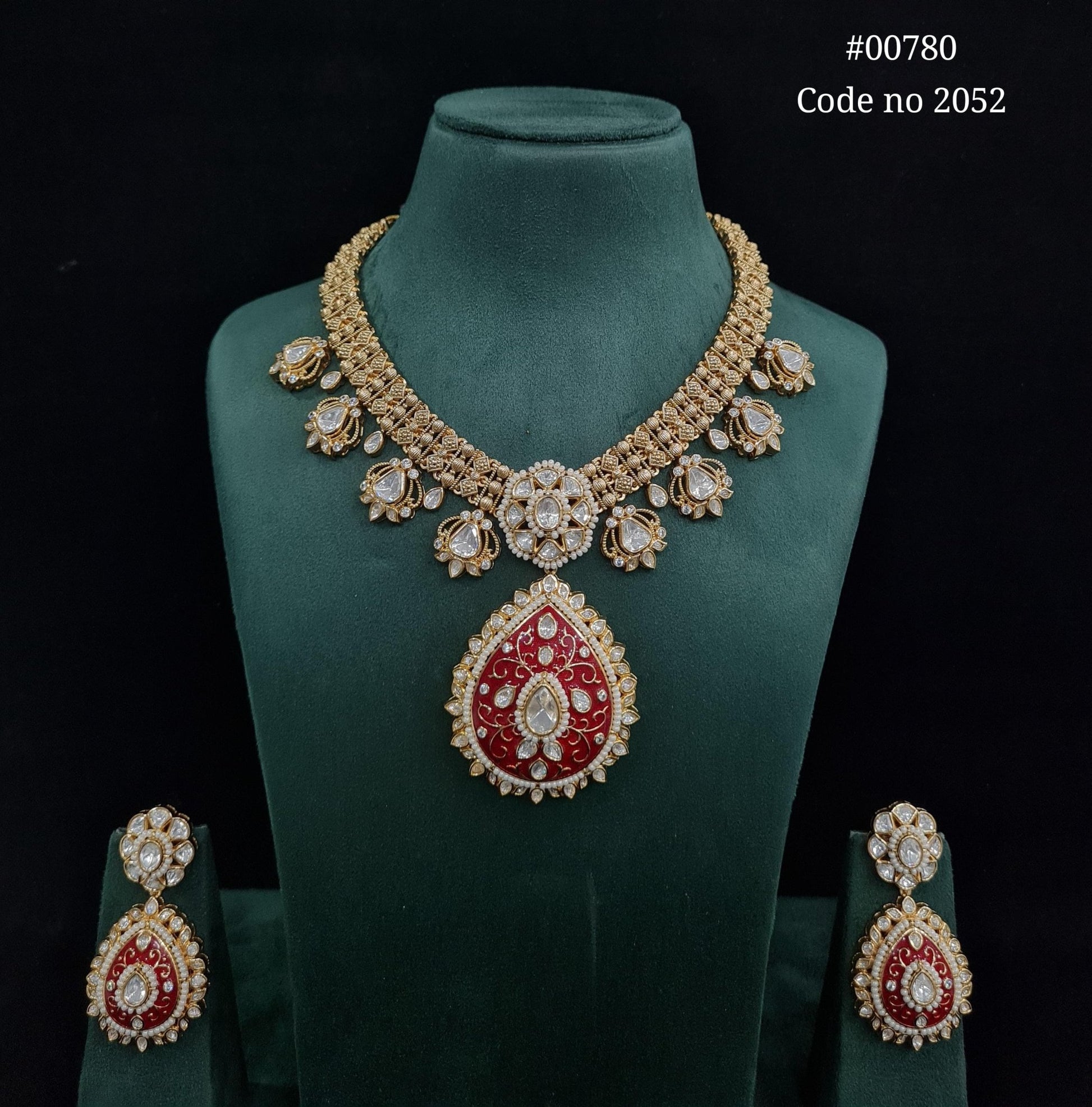 Kundan long set 00780 - KRISHNA'S SWETA JEWELLERY
