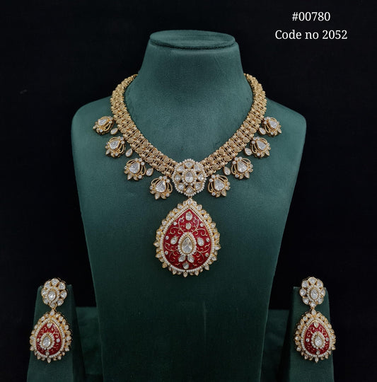 Kundan long set 00780 - KRISHNA'S SWETA JEWELLERY