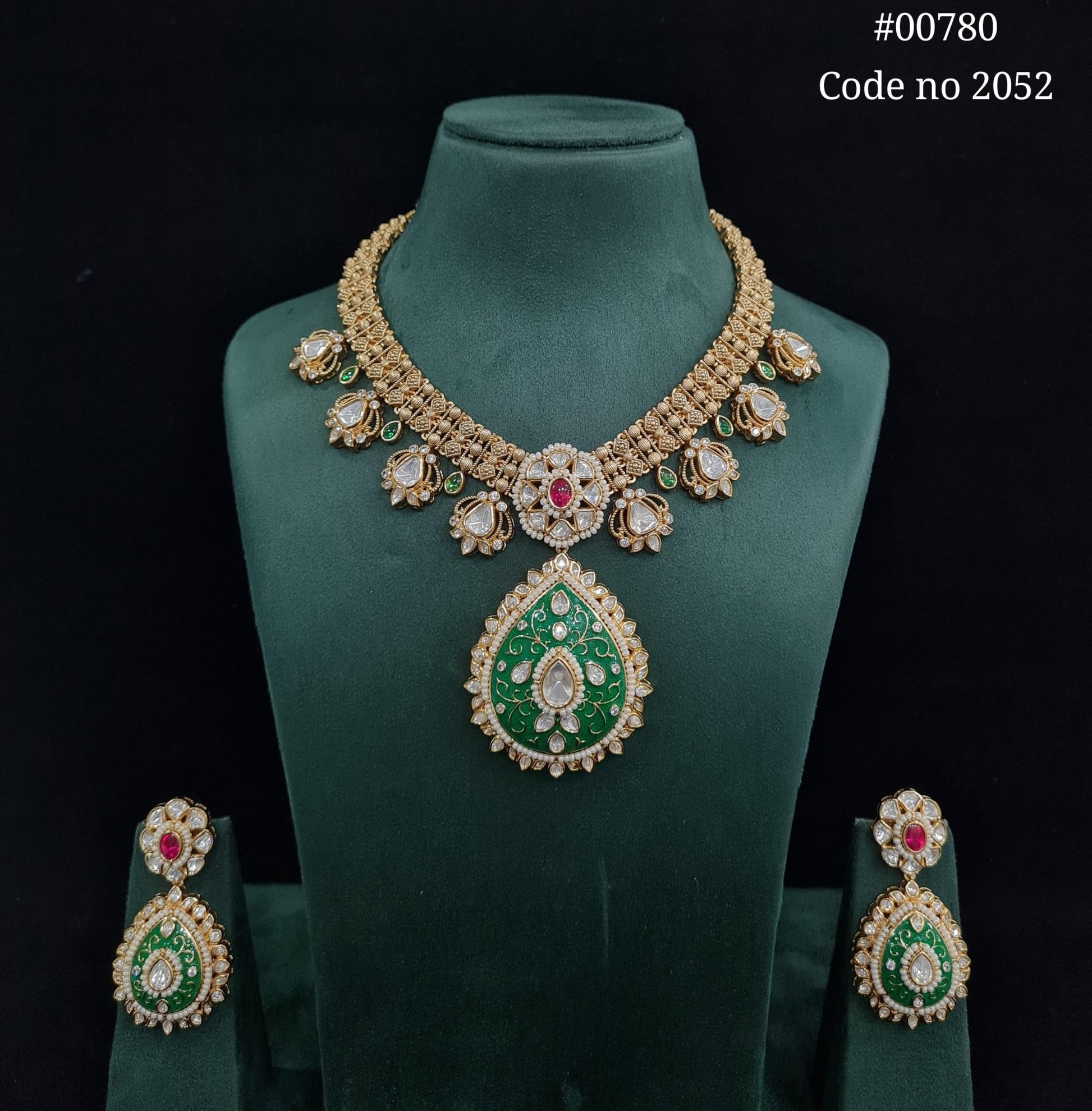 Kundan long set 00780 - KRISHNA'S SWETA JEWELLERY