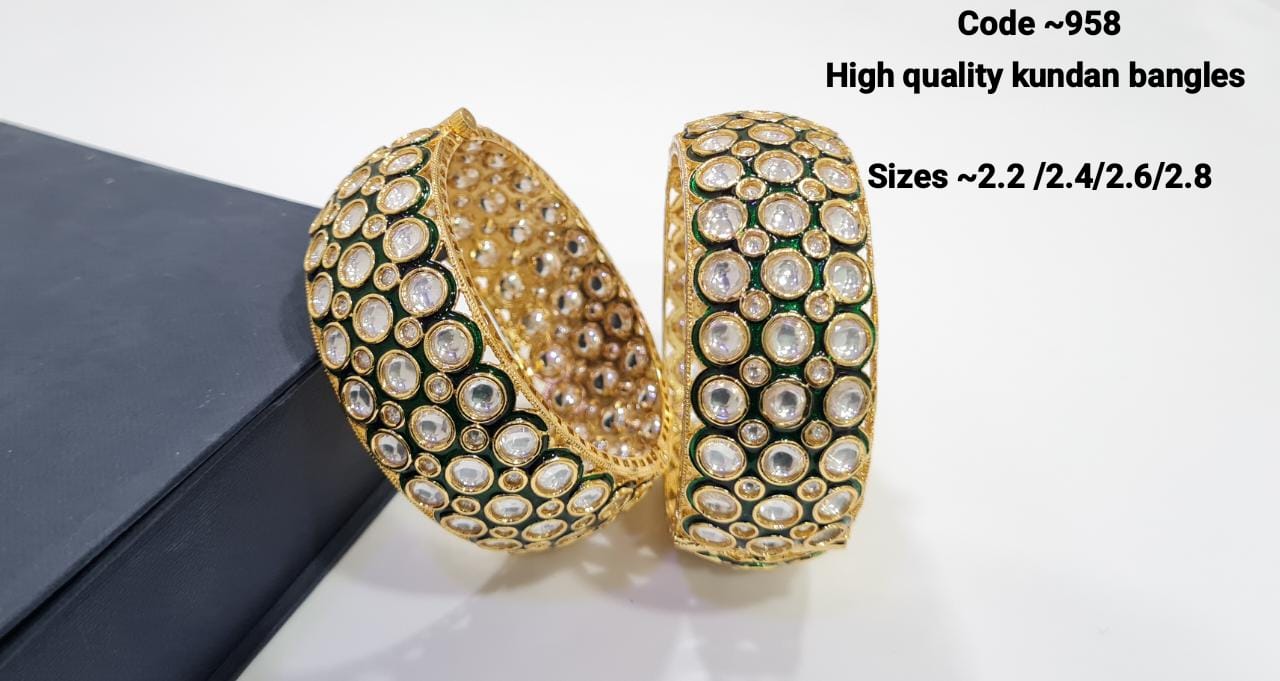 Kundan Meenakari Round Polki Bangles - KRISHNA'S SWETA JEWELLERY