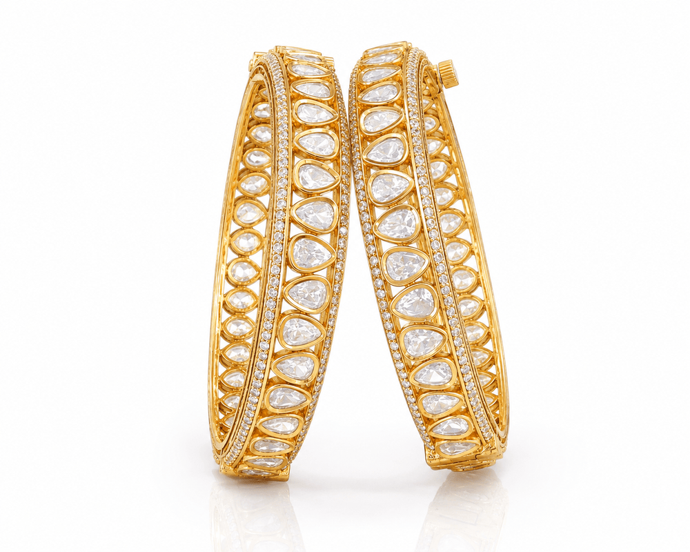 Kundan Moissanite Bangles 11654 - KRISHNA'S SWETA JEWELLERY