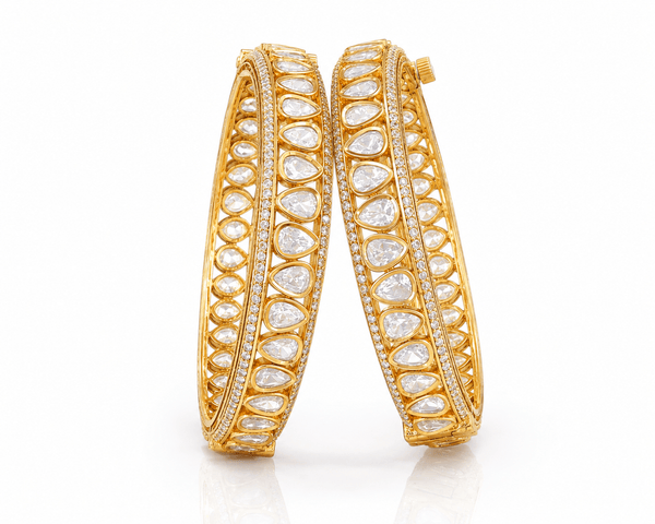 Kundan Moissanite Bangles 11654 - KRISHNA'S SWETA JEWELLERY