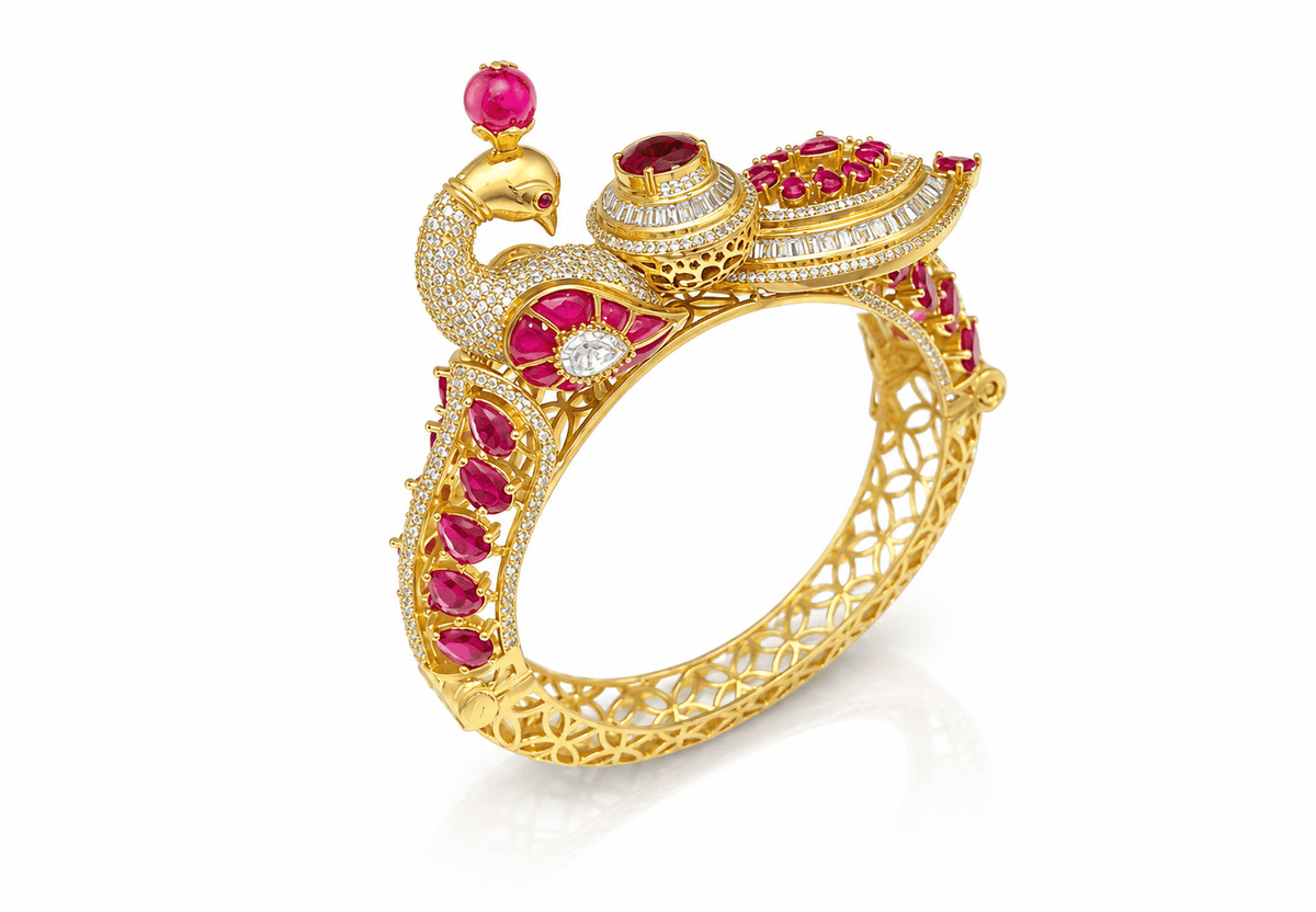 Kundan Mor Kada 06435 - KRISHNA'S SWETA JEWELLERY