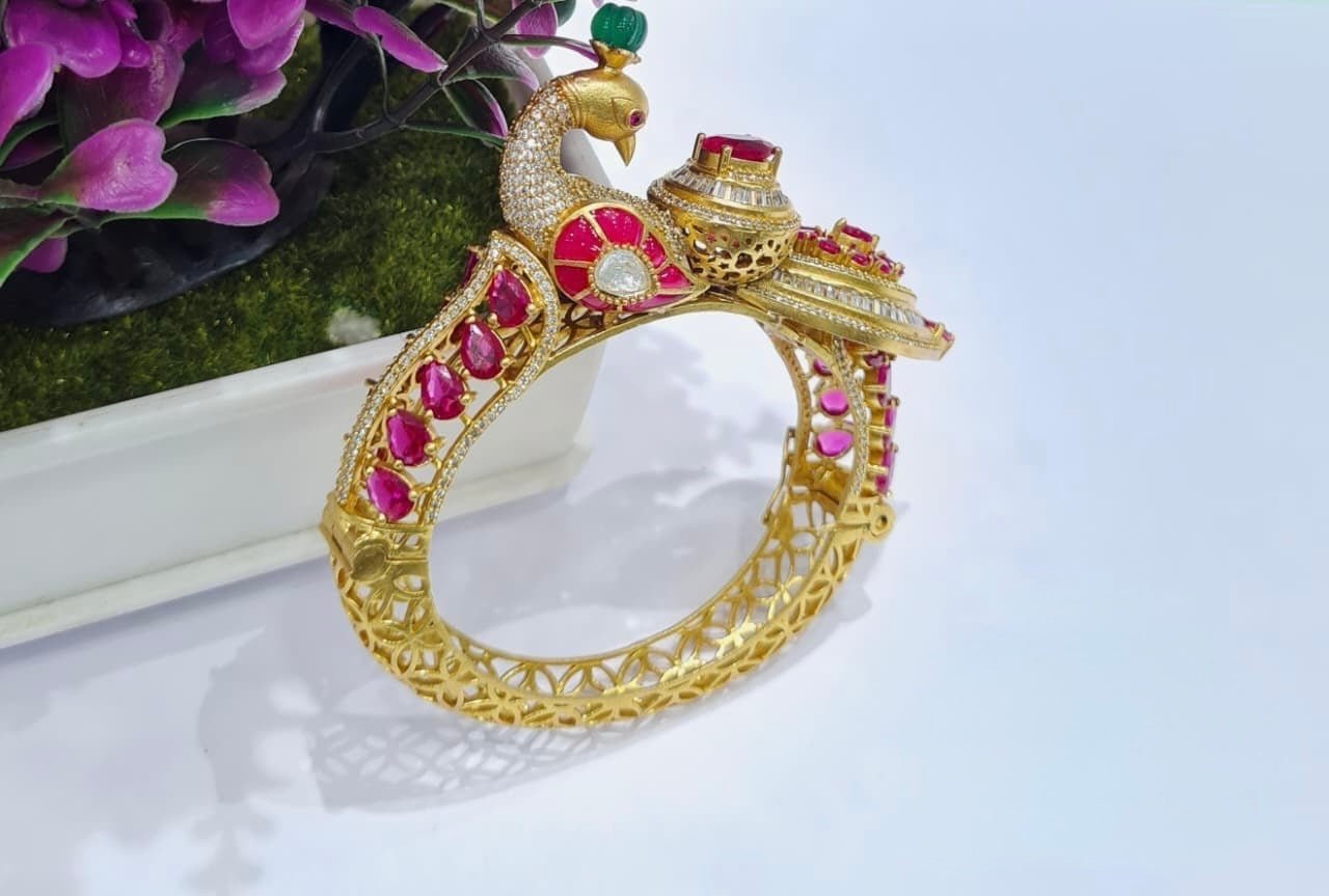 Kundan Mor Kada 06435 - KRISHNA'S SWETA JEWELLERY
