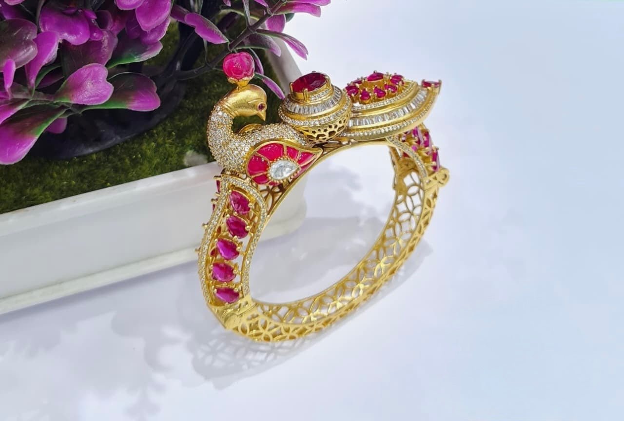 Kundan Mor Kada 06435 - KRISHNA'S SWETA JEWELLERY