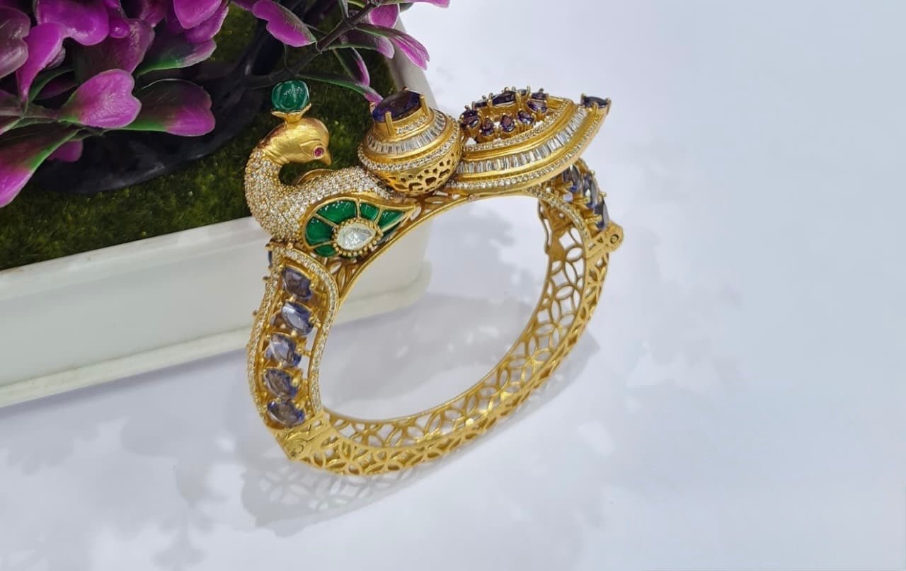 Kundan Mor Kada 06435 - KRISHNA'S SWETA JEWELLERY