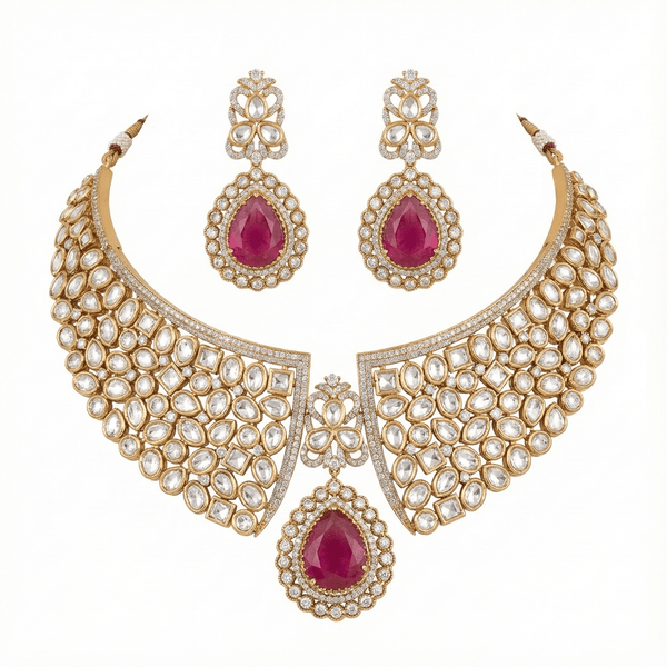 Kundan Necklace 01187 - KRISHNA'S SWETA JEWELLERY