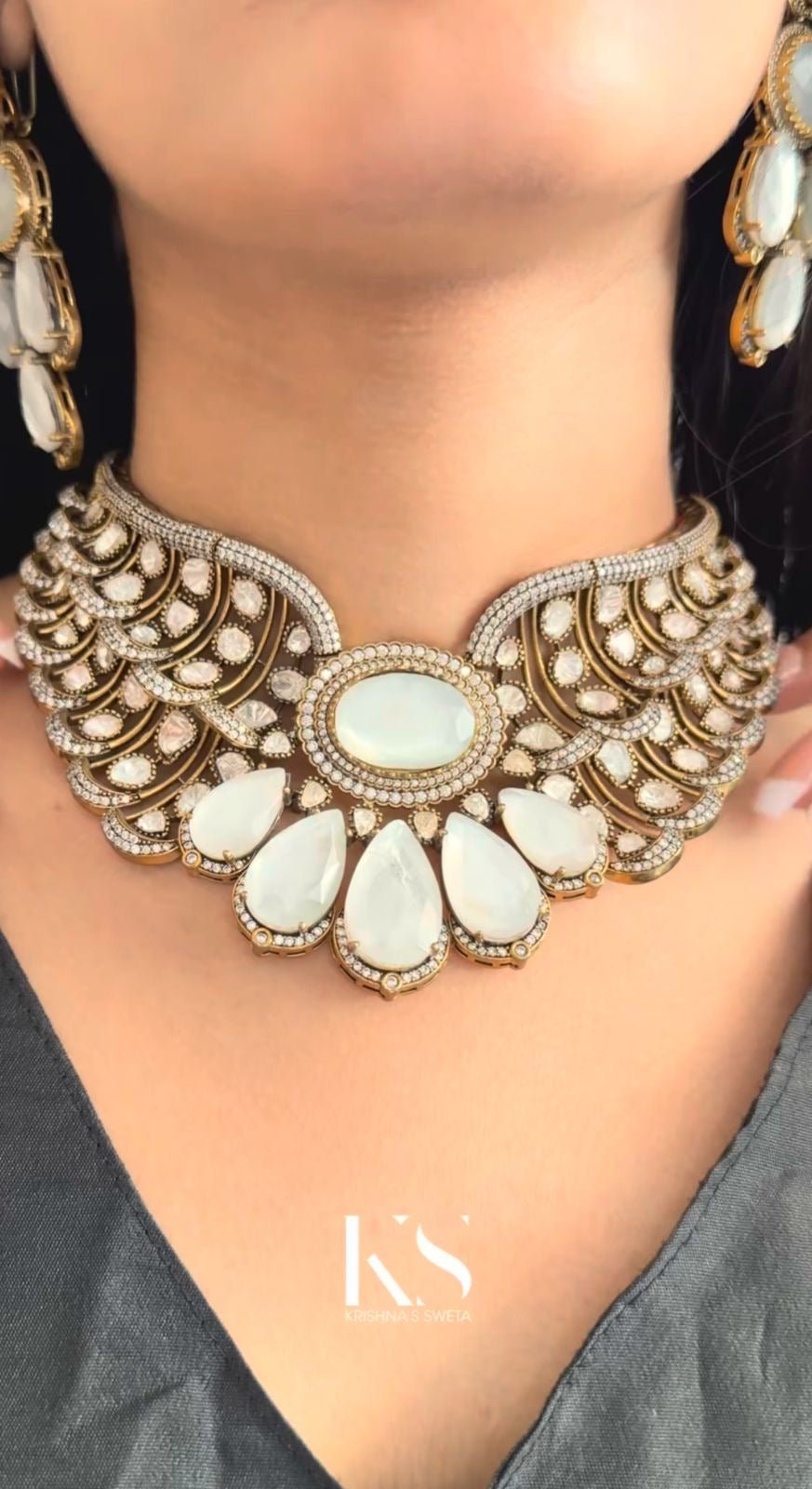 Kundan Necklace 01714 - KRISHNA'S SWETA JEWELLERY
