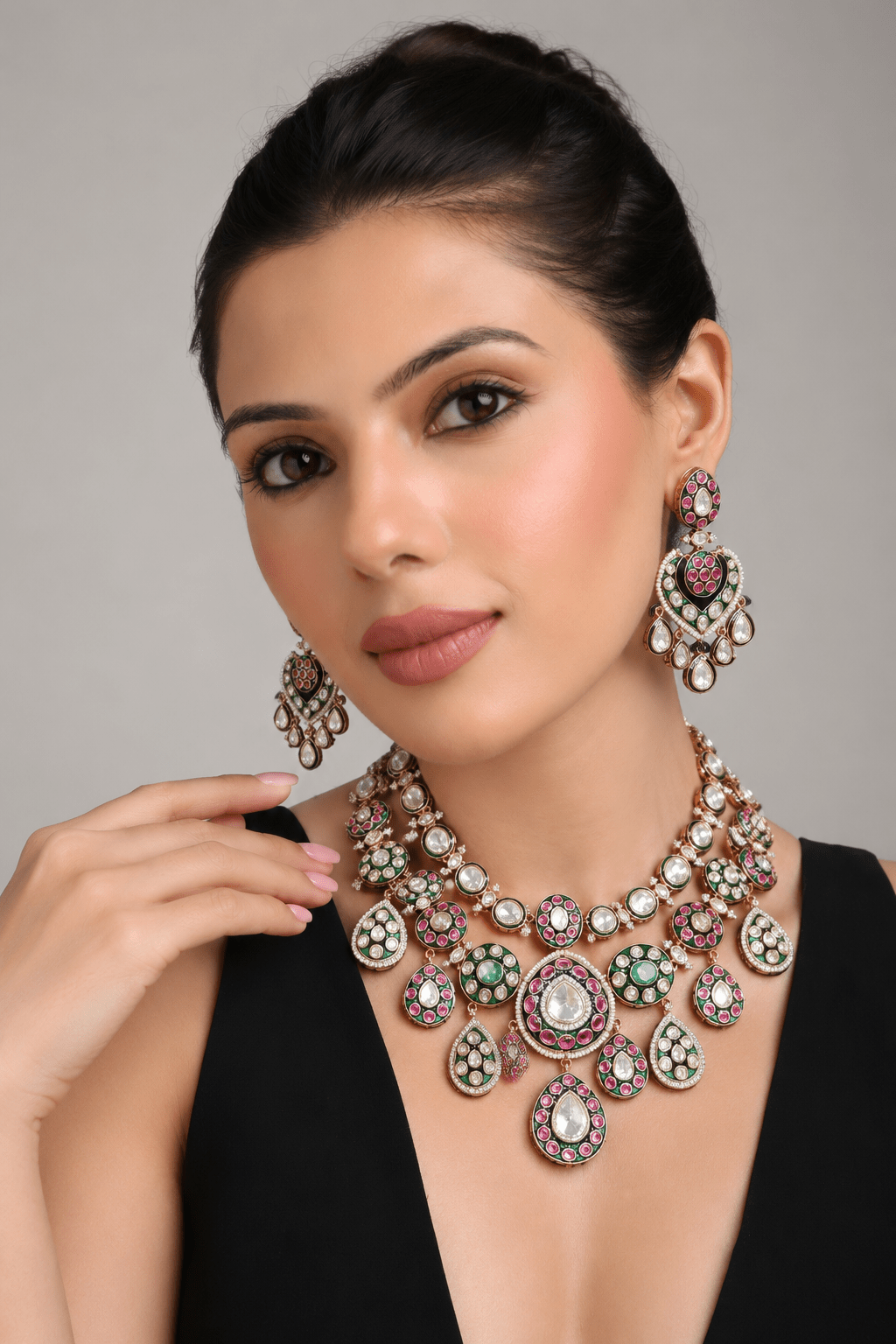 Kundan Necklace 07010 - Krishna's Sweta Jewellery