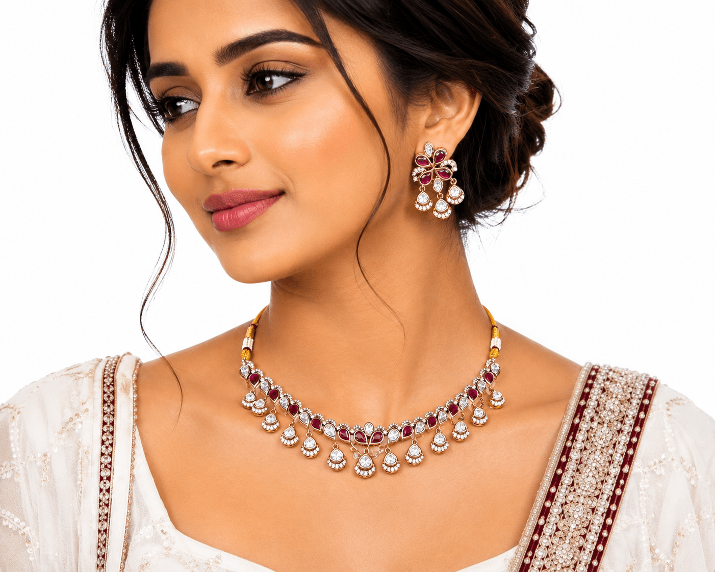 Kundan Necklace 07448 - KRISHNA'S SWETA JEWELLERY