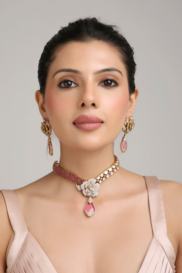 Kundan Necklace 08217 - KRISHNA'S SWETA JEWELLERY
