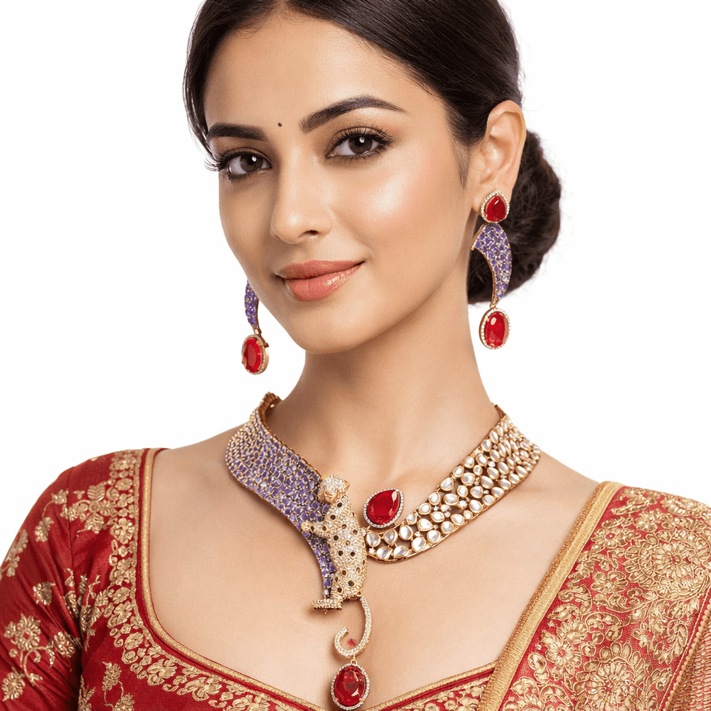 Kundan Necklace 08218 - KRISHNA'S SWETA JEWELLERY