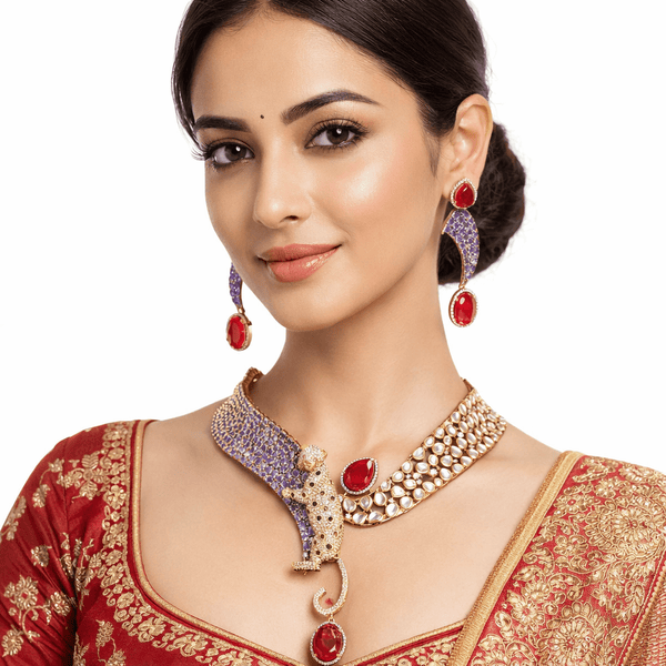 Kundan Necklace 08218 - KRISHNA'S SWETA JEWELLERY
