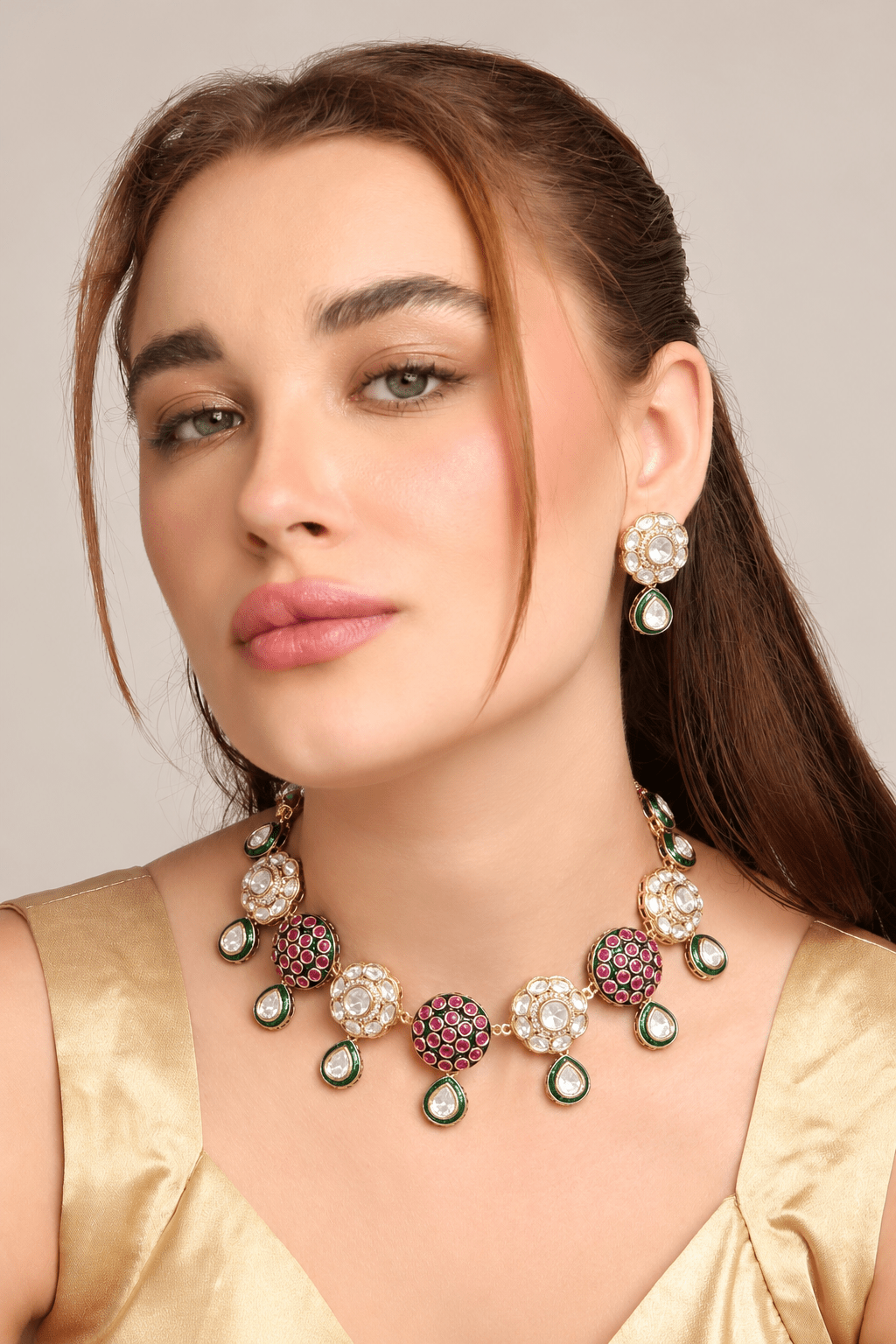 Kundan Necklace 08524 - Krishna's Sweta Jewellery